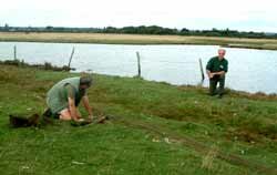 Picture of people setting up the cannons